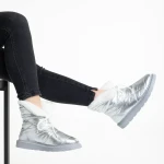 Anselma ezüst női csizma, textil anyagból készült