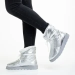 Anselma ezüst női csizma, textil anyagból készült