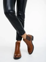 Vitaliya világos barna női bokacsizma ökológiai bőrből