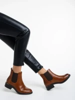 Vitaliya világos barna női bokacsizma ökológiai bőrből