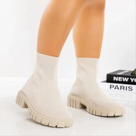 Redaria bézs női bakancs textil anyagból