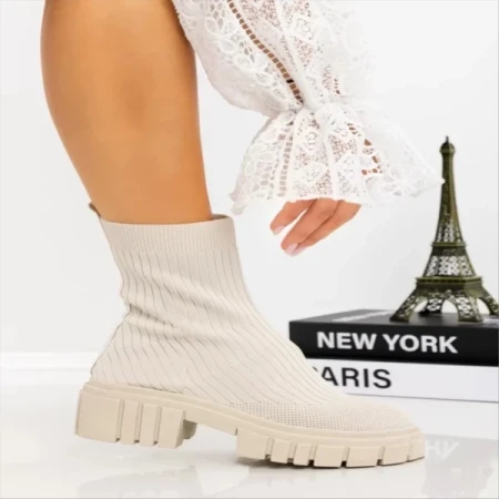 Redaria bézs női bakancs textil anyagból