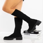 Desmi fekete női csizma textil anyagból