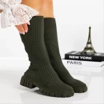 Desmi zöld női csizma textil anyagból