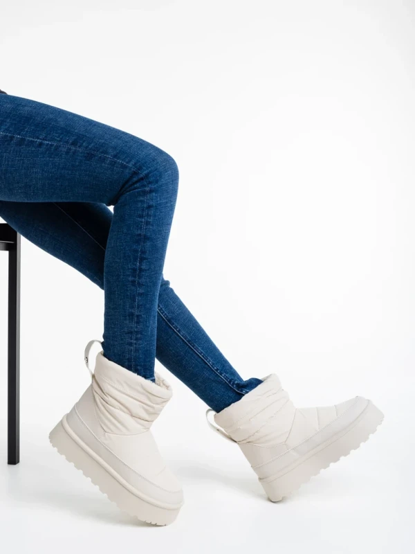 Selby bézs női csizma textil anyagból