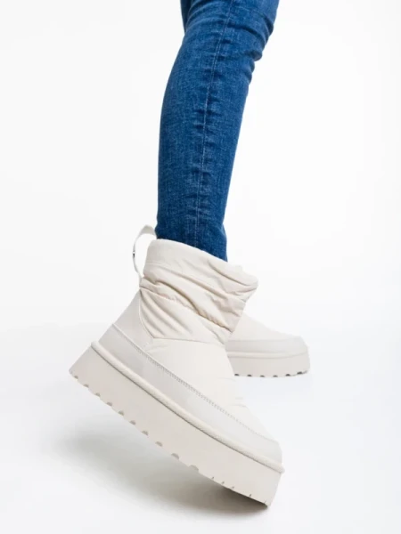 Selby bézs női csizma textil anyagból