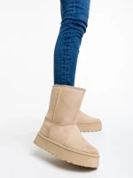 Peigi bézs női csizma textil anyagból