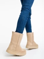 Peigi bézs női csizma textil anyagból