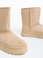 Peigi bézs női csizma textil anyagból