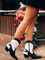 Nimera fekete fehér női csizma ökológiai bőrből