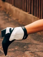 Nimera fekete fehér női csizma ökológiai bőrből