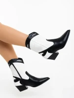 Nimera fekete fehér női csizma ökológiai bőrből