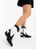 Nimera fekete fehér női csizma ökológiai bőrből