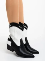 Nimera fekete fehér női csizma ökológiai bőrből