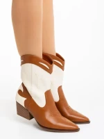 Nimera tevebarna és bézs női csizma ökológiai bőrből