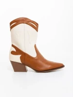 Nimera tevebarna és bézs női csizma ökológiai bőrből