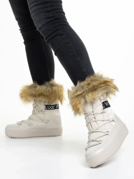 Rosalba bézs női csizma, textil anyagból készült