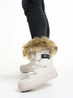 Rosalba bézs női csizma, textil anyagból készült