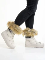 Rosalba bézs női csizma, textil anyagból készült