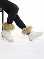 Rosalba bézs női csizma, textil anyagból készült