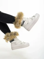 Rosalba bézs női csizma, textil anyagból készült