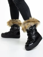 Rosalba fekete női csizma, textil anyagból készült