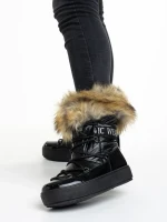 Rosalba fekete női csizma, textil anyagból készült