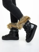 Rosalba fekete női csizma, textil anyagból készült