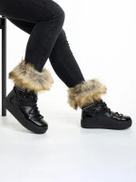 Rosalba fekete női csizma, textil anyagból készült