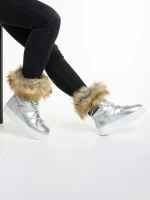 Rosalba ezüst női csizma, textil anyagból készült