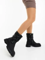 Linora fekete női csizma ökológiai bőrből és szintetikus anyagból