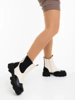 Lilana fekete és bézs női bakancs ökológiai bőrből