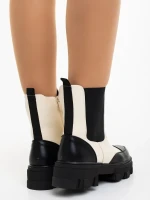 Lilana fekete és bézs női bakancs ökológiai bőrből