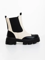 Lilana fekete és bézs női bakancs ökológiai bőrből