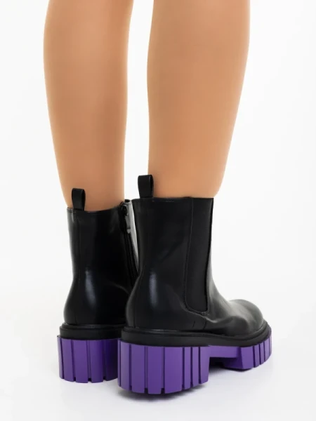 Impera fekete és lila női bakancs ökológiai bőrből