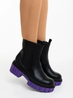 Impera fekete és lila női bakancs ökológiai bőrből