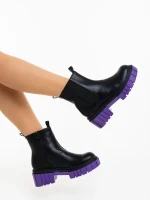 Impera fekete és lila női bakancs ökológiai bőrből