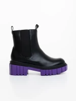 Impera fekete és lila női bakancs ökológiai bőrből