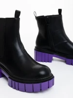 Impera fekete és lila női bakancs ökológiai bőrből