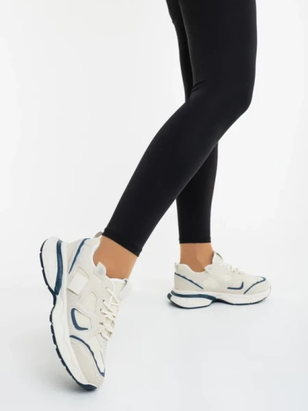 Revana bézs és kék női sportcipő ökológiai bőrből és textil anyagból