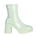 Libbie zöld lakkozott női csizma, műbőrből készült