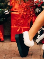 Astria fekete női papucs textil anyagból