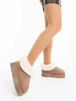 Astria sötét bézs női papucs textil anyagból