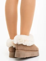 Astria sötét bézs női papucs textil anyagból