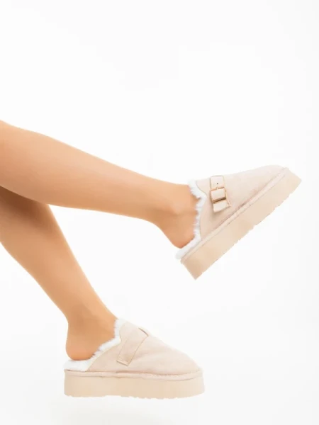 Sorella bézs női papucs textil anyagból