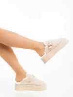 Sorella bézs női papucs textil anyagból