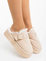 Sorella bézs női papucs textil anyagból