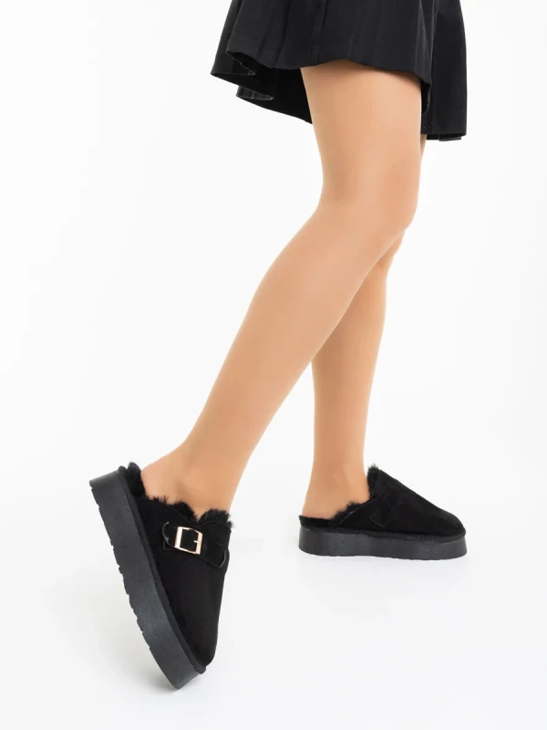 Sorella fekete női papucs textil anyagból