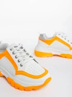 Mona fehér és narancssárga női sportcipő ökológiai bőrből