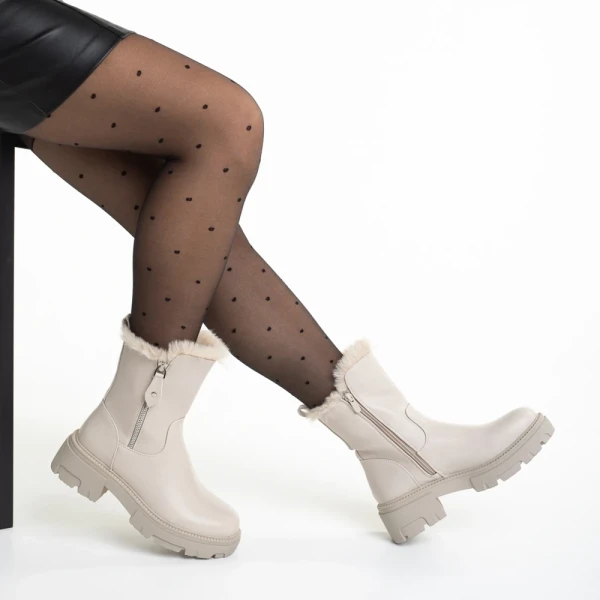 Pallie bézs női bakancs, műbőrből készült